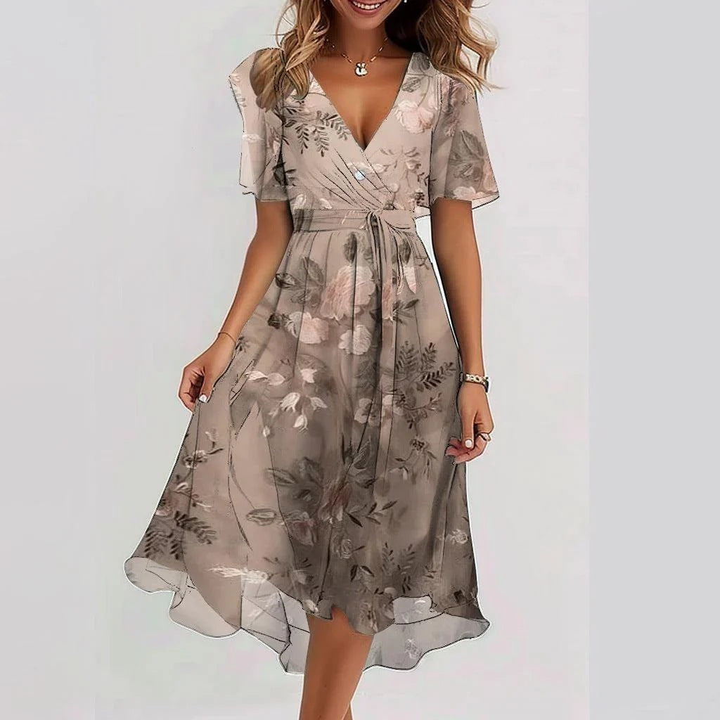 Clara™ | Women's Floral Wrap Midi Dress