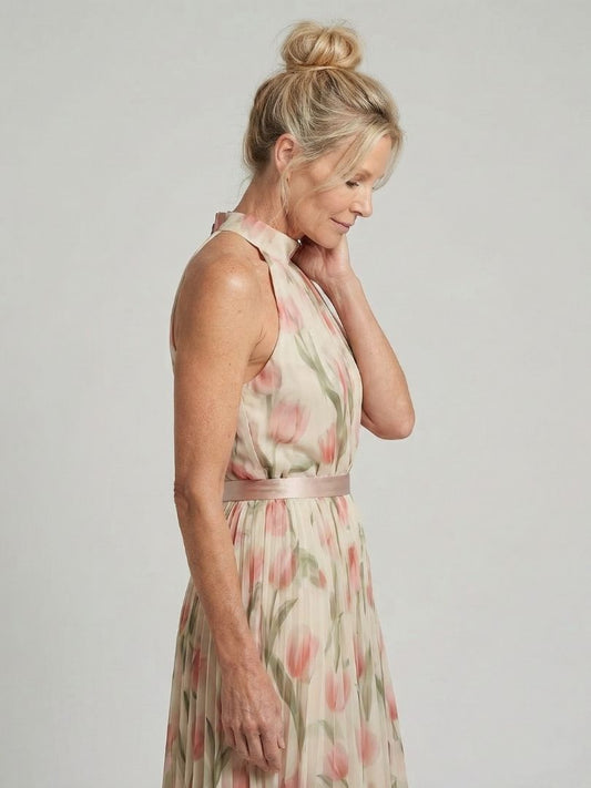 Clara™ | Women's Halter Neck Floral Midi Dress
