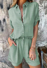 Della™ | Women's Button-Down Shirt & Shorts Set
