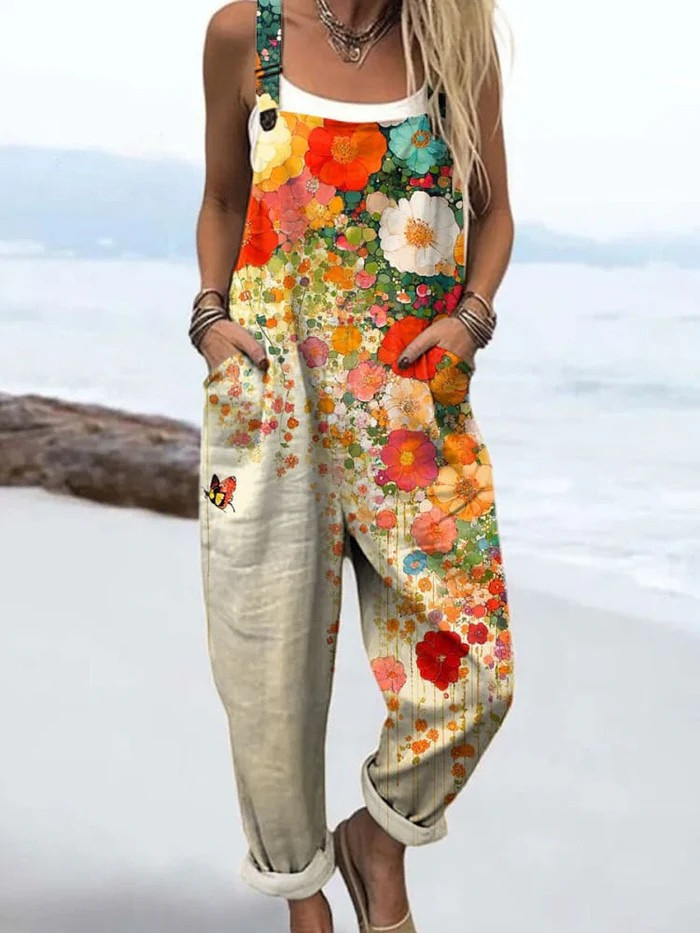 Della™ | Women's Floral-Print Bib Overall