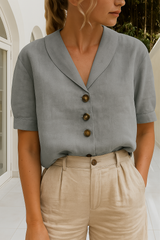 Edith | Women's Shawl-Collar Button-Front Blouse
