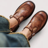Hazel | Women's Brogue T-Strap Flat