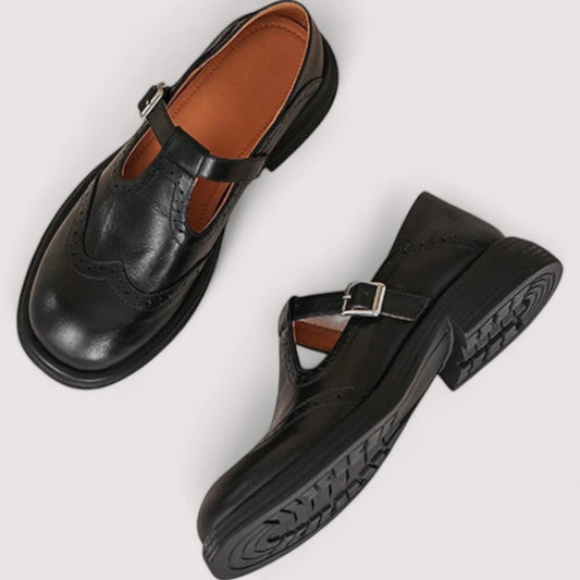 Hazel™ | Women's Brogue T-Strap Flat