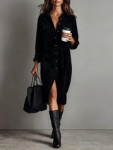 Hazel | Women's Button-Down Midi Shirt Dress
