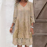 Hazel™ | Women's Lace-Trim Midi Dress