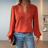 Hazel™ | Women's Lace-Trim V-Neck Blouse
