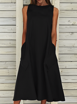 Hazel™ | Women's Sleeveless Midi Dress with Pockets