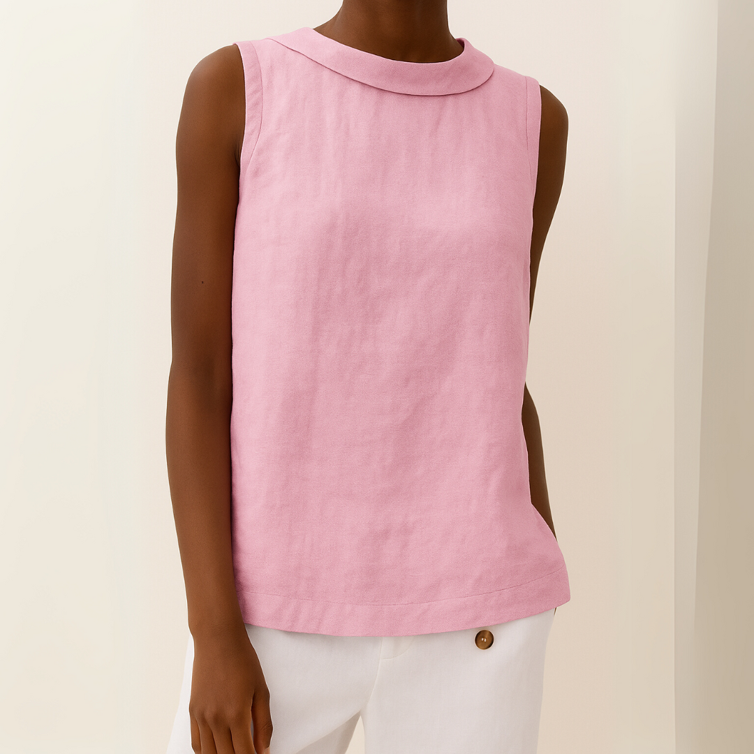 Mabel™ | Women's Sleeveless Roll-Collar Top