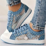 Sadie™ | Women's Floral Lace-Panel Sneakers