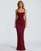 Della™ | Women's Corset Maxi Dress with Square Neckline