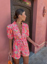 Women's Deep V-Neck Printed Romper