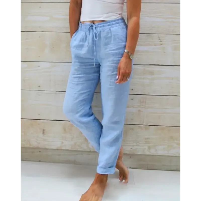 Women's Drawstring Straight-Leg Trousers