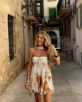 Women's Floral Mini Dress with Halter Neck