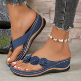 Women's Flower-Detail Wedge Flip-Flop Sandals