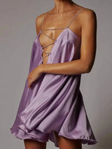 Women's Flowy Mini Dress with Crystal Straps