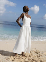 Women's Open-Back Maxi Dress with Tie Straps