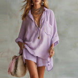 Women's Relaxed-Fit Shirt and Shorts Set