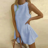 Women's Sleeveless Scallop-Hem Mini Dress