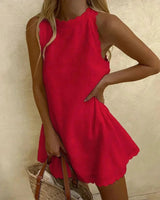 Women's Sleeveless Scallop-Hem Mini Dress