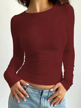 Women's Slim-Fit Long-Sleeve Crop Top