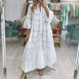 Women's Tiered Maxi Dress with Eyelet Embroidery