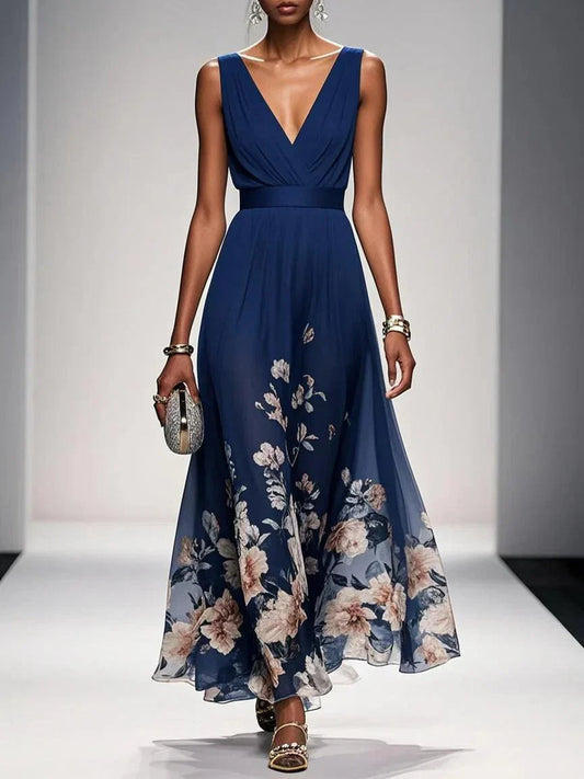 Women's V-Neck Floral Maxi Dress