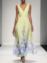 Women's V-Neck Floral Maxi Dress
