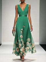 Women's V-Neck Floral Maxi Dress