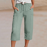 Women's Wide-Leg Capri Pants with Elastic Waist
