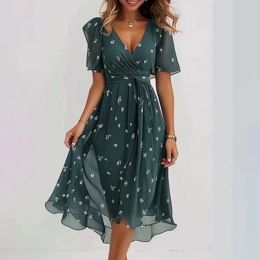 Clara™ | Women's Floral Wrap Midi Dress