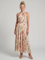 Clara™ | Women's Halter Neck Floral Midi Dress