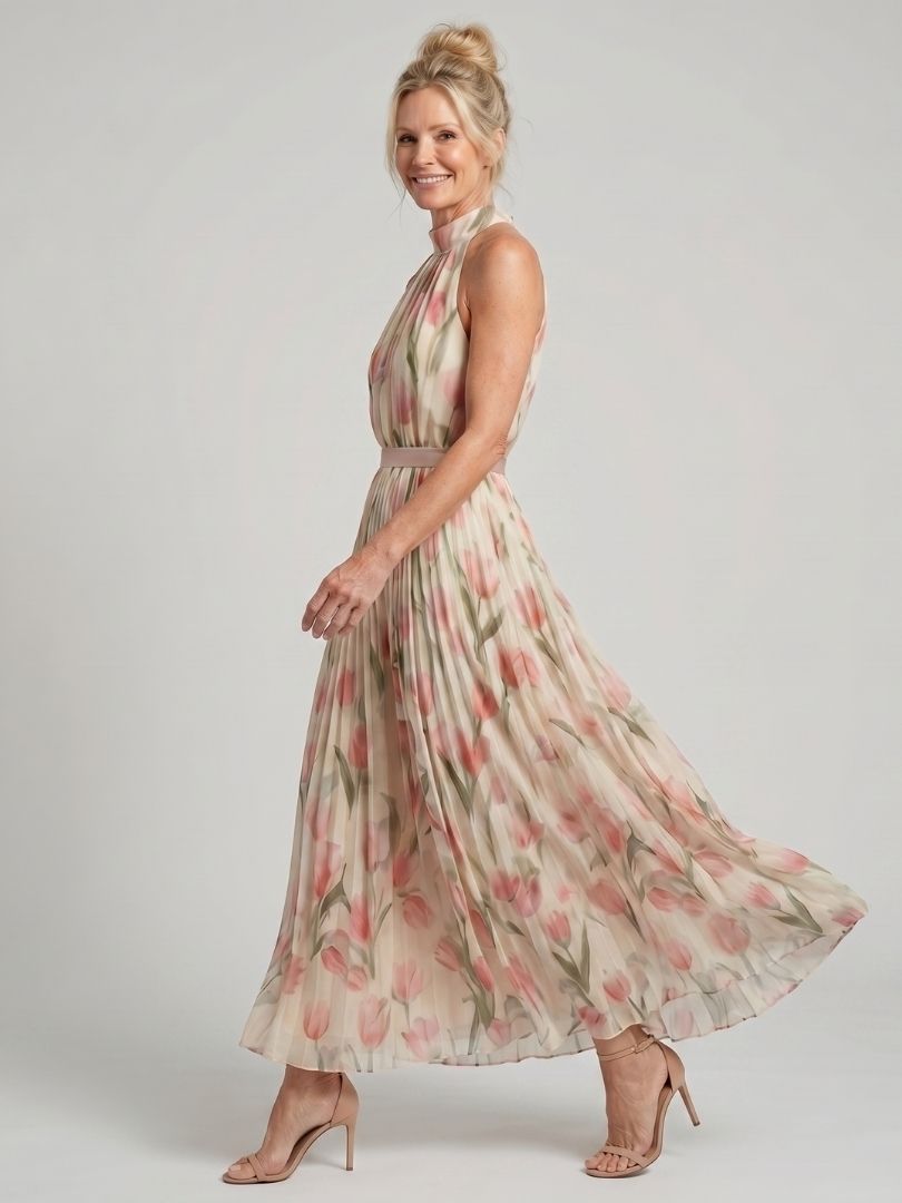 Clara™ | Women's Halter Neck Floral Midi Dress