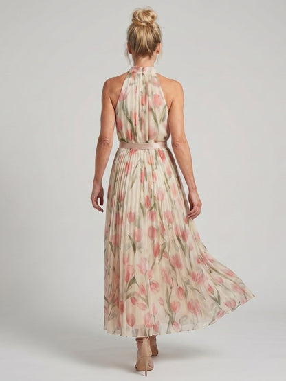 Clara™ | Women's Halter Neck Floral Midi Dress