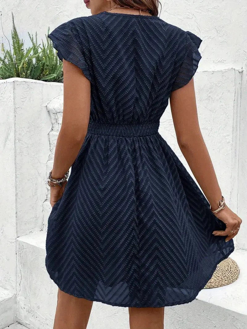 Clara™ | Women's V-Neck Flutter-Sleeve Mini Dress