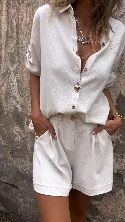 Della™ | Women's Button-Down Shirt & Shorts Set