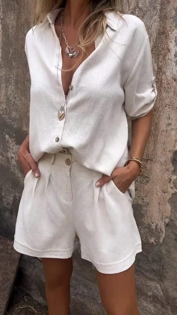 Della™ | Women's Button-Down Shirt & Shorts Set