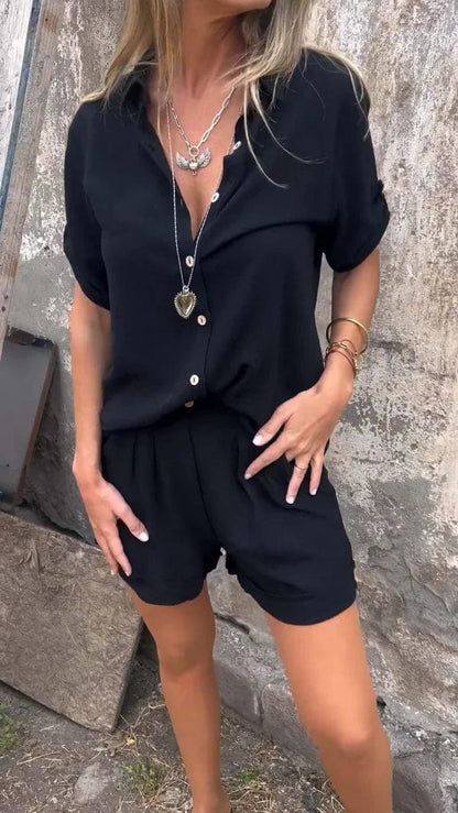Della™ | Women's Button-Down Shirt & Shorts Set