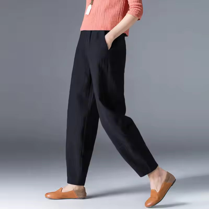 Della™ | Women's Elastic-Waist Tapered Trousers