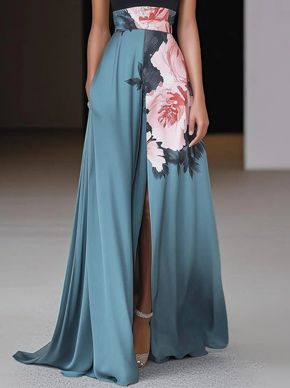 Della™ | Women's Halter-Neck Floral Maxi Dress