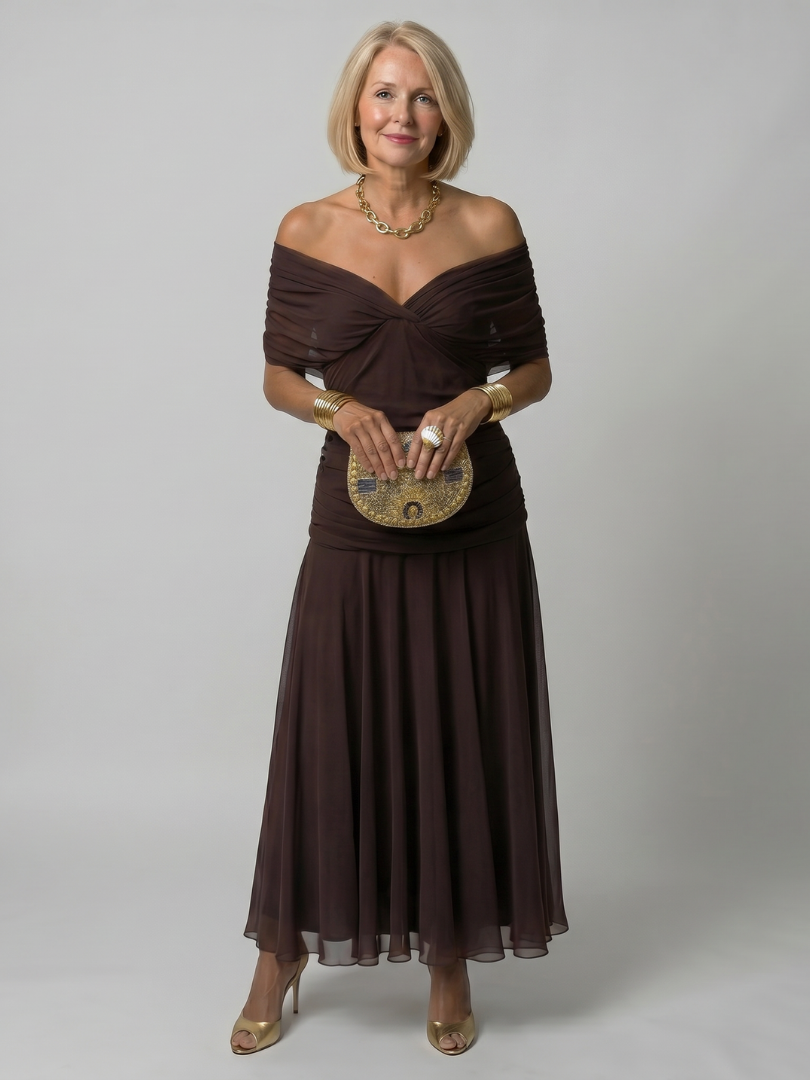 Della™ | Women's Off-Shoulder Flow Midi Dress