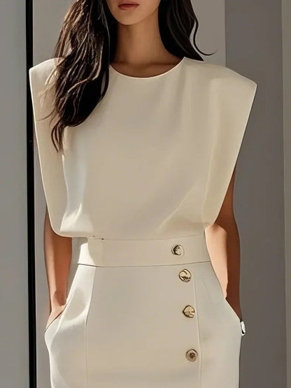 Della™ | Women's Padded-Shoulder Midi Dress