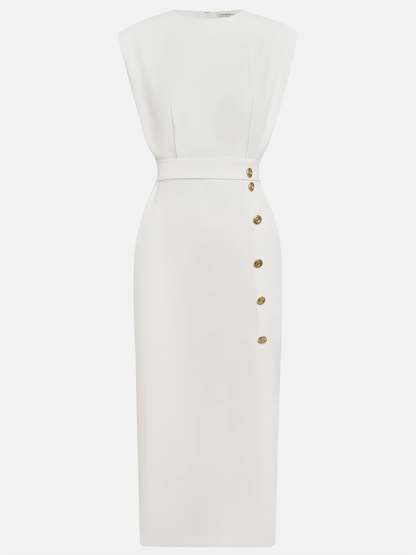 Della™ | Women's Padded-Shoulder Midi Dress