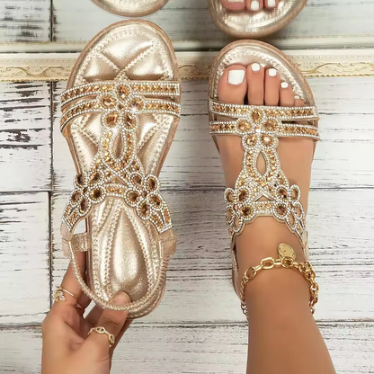 Della | Women's Rhinestone Flat Sandals