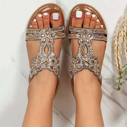 Della | Women's Rhinestone Flat Sandals