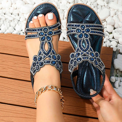 Della | Women's Rhinestone Flat Sandals