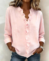 Della™ | Women's Ruffled V-Neck Blouse