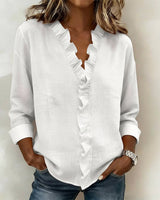 Della™ | Women's Ruffled V-Neck Blouse