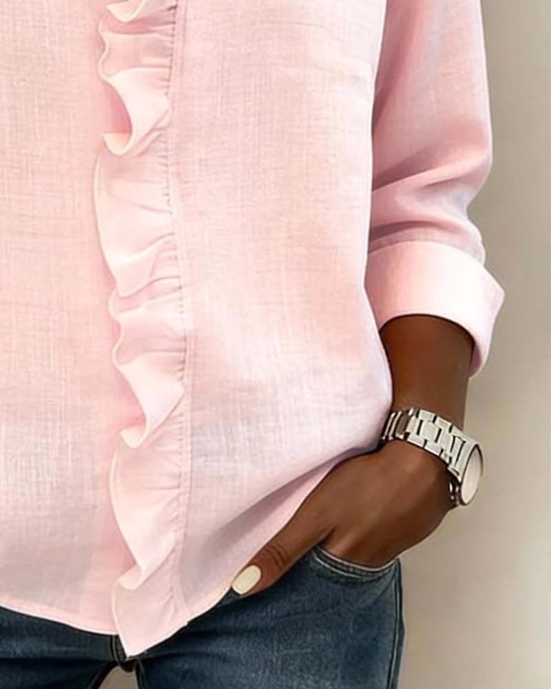 Della™ | Women's Ruffled V-Neck Blouse