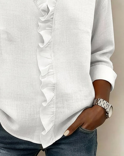 Della™ | Women's Ruffled V-Neck Blouse