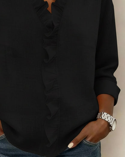 Della™ | Women's Ruffled V-Neck Blouse